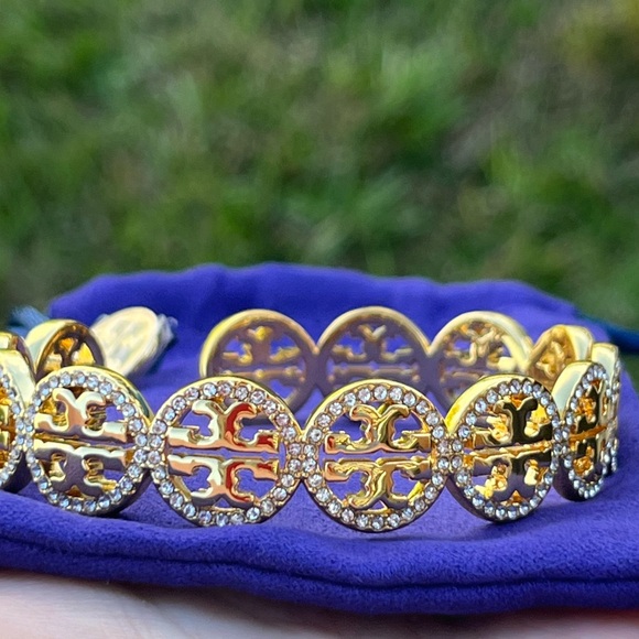 NWT Tory Burch Logo Cuff Bracelet with Tory Burch Dust Bag. - Picture 7 of 12